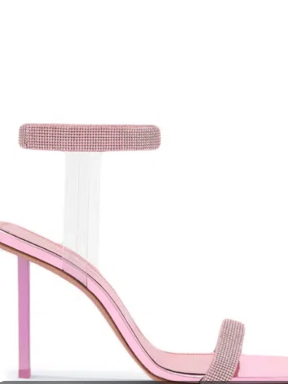 AMINA MUADDI Pink Rhinestone Ankle-Strap High Heel Sandals - Picture 9 of 16